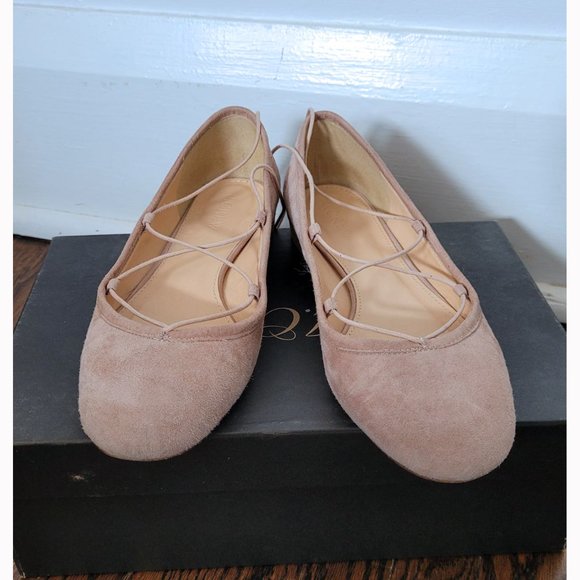 J. Crew Nude Suede Lace-up Flats (Size 6.5) - Picture 3 of 7